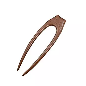Wooden Cat Pattern Hair Sticks Chinese Style Hanfu Hairpin New U Shaped Hair Forks Women Girls