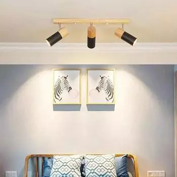 Деревянные потолочные светильники вращающийся точечный светильник для гостиной столовой спальни гардеробной регулируемый точечный светильник внутреннее освещение Cool white чёрный