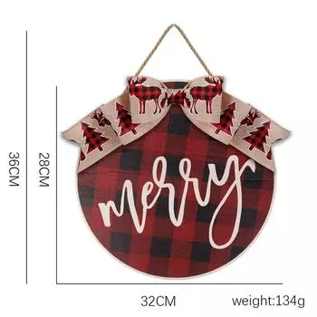 Wooden Charming Merry Christmas Sign With Rustic Design For Holiday Door Decoration Merry Tag