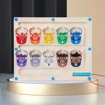 Wooden Children S Early Education Magnetic Water Cup Beads Color Classification Board Exercise Hand-Eye Coordination Educational Toys