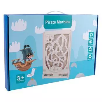 Wooden Children S Educational Toys Pirate Digital Scene Marbles Table Games Baby Hand-Eye Coordination Balance Training