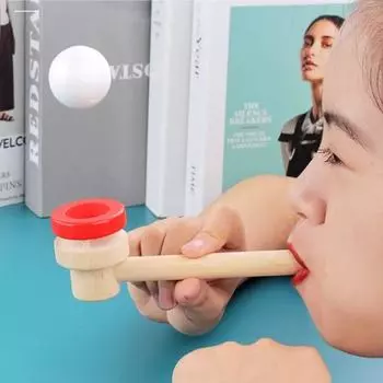 Wooden Children s Floating Ball Blowing Magic, Classic Nostalgic Blowing Balloons, Floating Ball Games, Sensory Training Toys красный