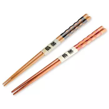 Wooden Chopsticks Pair Current Model J-kitchens Set, Hand-Carved, 23cm,