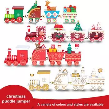 Wooden Christmas Train Xmas Navidad Gifts Christmas Decorations For Home Kids Toys With Santa Train Model Ornament New Year 2024
