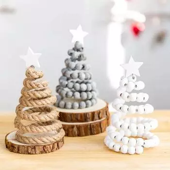 Wooden Christmas Tree Christmas Tree Ornaments Christmas Gift Artificial Christmas Tree Wooden Beads Christmas Tree бежевый