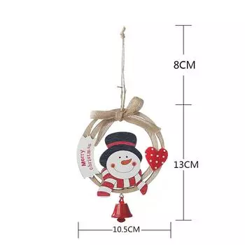 Wooden Christmas Wreath Pendant Lovely Xmas Tree Ornament Bell Door Hanging Home Party Decoration snowman