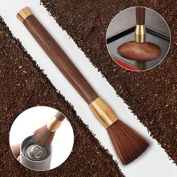 Деревянная щетка для кофемолки, щетка для эспрессо, аксессуары для кофейного порошка, инструмент бариста, домашняя щетка для кофемашины с деревянной ручкой коричневый