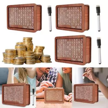 Деревянная копилка с ручкой, контейнер для монет с мишенью для денег, коробка для сбережений денег со счетчиком, креативный праздничный подарок для взрослых и детей 3000 Euros