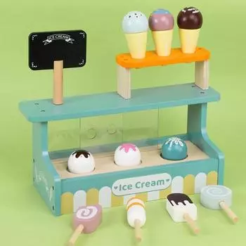Wooden Cream Ice Store Role Play Toy Set For Early Childhood Learning Gifts