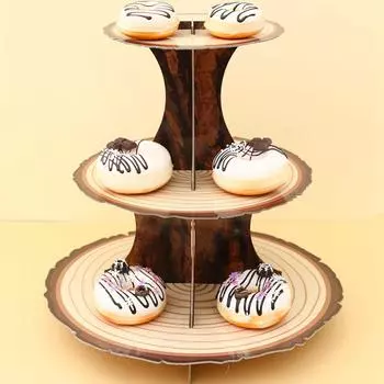 Wooden Cupcake Stand Birthday Party Decor 3-Tiers Cake Stand Display Candy Cupcake Desserts Holder Kids Baby Shower Party Decor
