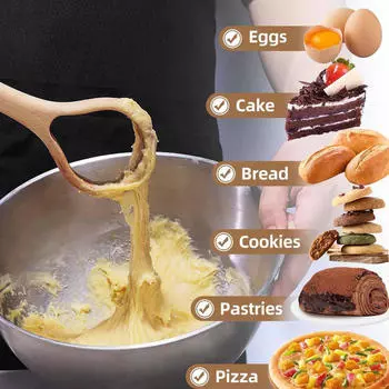 Wooden Danish Dough Whisk Dutch ,Manual, Bread Whisking Tool Mixer for Biscuits Cake