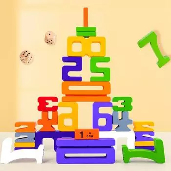 Wooden Digital Building Blocks Game Children s Basic Digital Cognitive Toys разноцветный