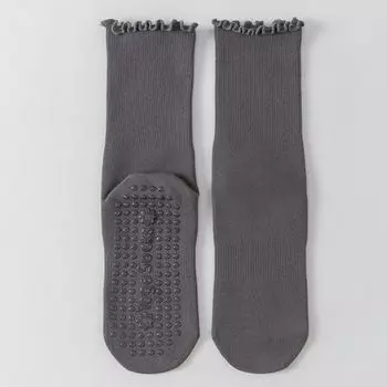 Wooden Ear Yoga Socks Non Slip Professional Female Indoor Room Socks Adult Yoga Non-Slip Socks Pilates Socks Dark Gray