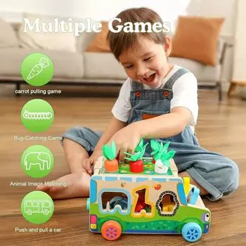 Wooden Early Childhood Education Fishing And Carrot Shape Matching Game Multifunctional Trailer Children s Educational Toys One Size