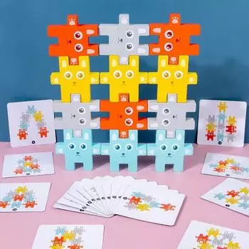 Wooden Early Education Large Granular Fun Animal Balance Building Block Stacked High Children S Hands-On Brain Educational Toys Building Block