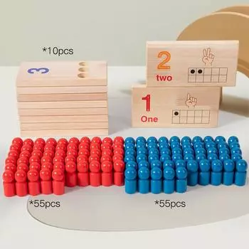 Wooden Educational Kids Counting And Math Game With Number Sticks For Learning