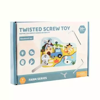 Wooden Farm Transportation Screw Toy, 3D Puzzle Metal Screw Tool, Color and Shape Recognition, Hand Eye Coordination Training,Educational Teaching Toy Farm screw toy