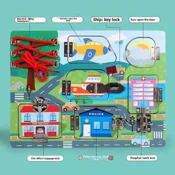 Wooden Fun Children Space Animal Traffic Theme Unlock Board Children Puzzle Toy Traffic