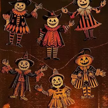 Wooden Halloween bunting 6-piece set