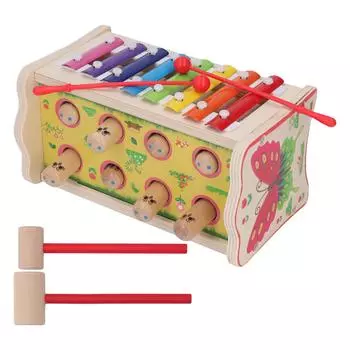 Wooden Hammering Pounding Toy 2 In 1 Funny Educational Baby Musical Pounding Toy for Kids Toddlers