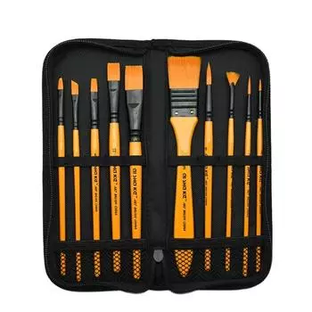 Wooden Handle Drawing Supplies Different Shape Nylon Hair Brushes Art Paint Brush Set Acrylic