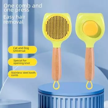Wooden Handle Pet Comb: Gently Removes Loose Hair & Untangles without Damaging Fur 22cm*8cm*4.5cm флуоресцентный желтый