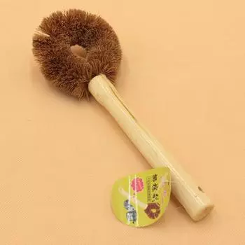 Wooden Handle Washing Pot Coconut Palm Brush Non-stick Oil Pot Brush Kitchen Pot Brush Pot Brush Bowl Kitchen Wooden Handle Washing Pot Brush коричневый