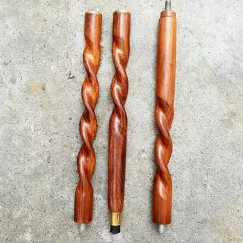 Wooden Handmade Spiarl Walking Stick Aluminium Joker Handle Walking Stick Wood Walking Cane With Etched Design