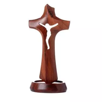 Wooden Hollow Cross Detachable Crucifix Sculpture Religious Crosses Ornament Desktop S