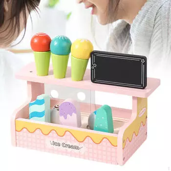 Wooden Ice Cream Counter Playset Pretend Play for Children Age 3+ Girls Boys