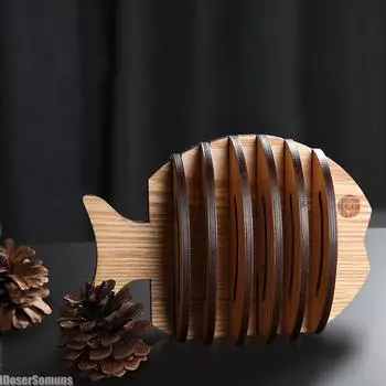 Деревянный изоляционный коврик Fishbone Mat Противоожоговый термостойкий обеденный коврик Подставка под чай Аксессуары для украшения кухни M светло-серый