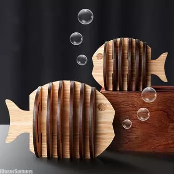 Wooden Insulation Mat Fishbone Mat Anti-scalding Heat-resistant Dining Table Mat Tea Coaster Kitchen Decoration Accessories M светло-серый