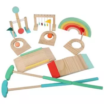 Wooden Kid Golf Toy With Balance And Puzzle Elements For Indoor Outdoor Learning