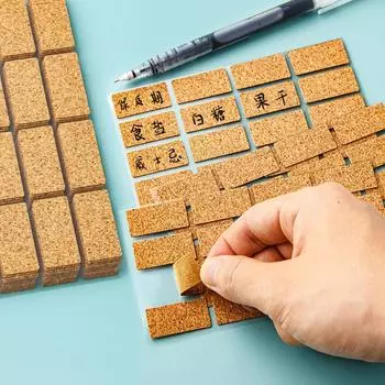 Wooden Labels Stickers Craft Self-adhesive Stickers Tags Waterproof Cork Sticker Biscuit Bag Sealing Spice Bottle Name Labels