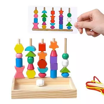 Деревянные шнуровки с бусинами и набор игрушек для малышей 1PCS