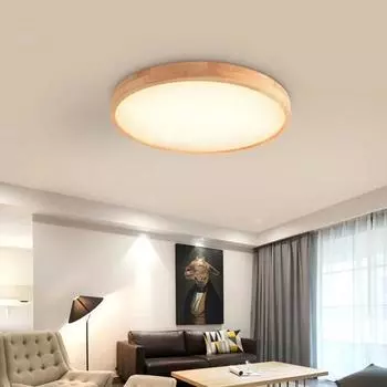 Wooden LED Ceiling Light 23/30CM Round Lamp 90-260V Home Decor Slim Lamps Bedroom Balcony Stair Hallway Indoor Lighting Lustre Warm white