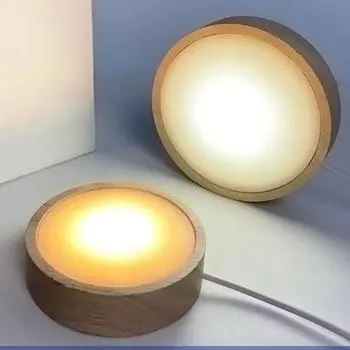 Wooden LED Light Dispaly Base Wood Night Lamp Base LED Light Display Crystal Ball Wood Luminous Base For Home Decor