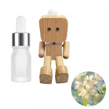 Wooden Man Figurine with Swing Feet Car Aromatherapy Ornament Handcrafted Wooden Art Piece Auto Decor Jasmine