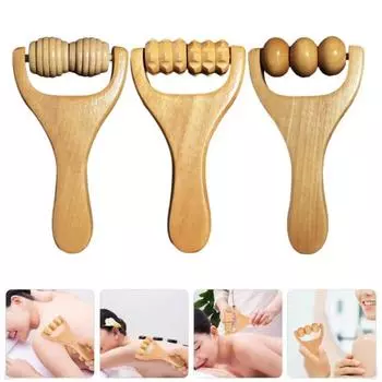 Wooden Massage Roller Body Muscle Relaxation Tool for Neck Back Legs Handheld Acupressure Stick Massager A