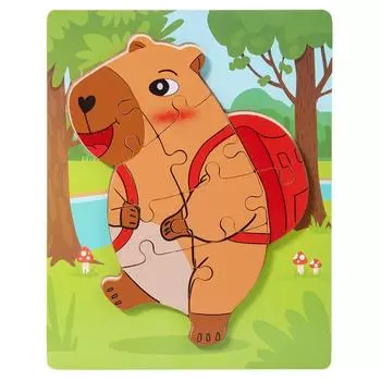 Wooden Material Animals Puzzle Game Cartoon Design Educational Jigsaw Toys Gifts style B