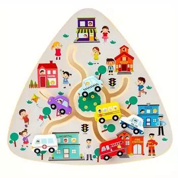 Wooden Maze Puzzle Game, Childhood Education Toy For Children Christmas, Halloween Gift Traffic