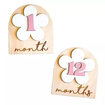 Wooden Milestone Monthly Card Creative Digital Newborn Photographic Prop Decoration