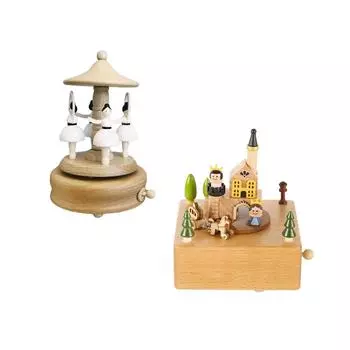 Wooden Music Box Desktop Cute Sensory Development Toy Play Melody Ornaments for Birthday Anniversary Valentines Holiday Gift