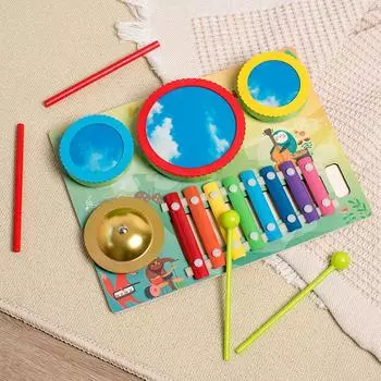 Wooden Octave Hand Playing The Piano, Early Education Baby Educational Musical Instrument Toys, Multi-Functional Playing The Piano And Drums Toys