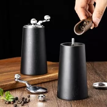 Wooden Pepper Grinder Manual Adjustable Coarseness Sea Salt and Pepper Mill Black Hand Crank Kitchen Spice Grinding Bottle коричневый