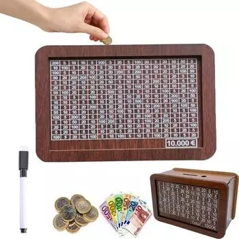 Деревянная копилка Многоразовая копилка ручной работы, Копилка с целью накопления и цифрами для проверки Помогает выработать привычку копить