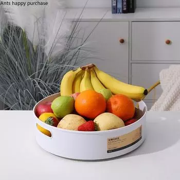Wooden Plastic Pallet Round Storage Tray Rotatable Tray Organize Pallets Home Desktop Organizer Decorative Plate Storage Box