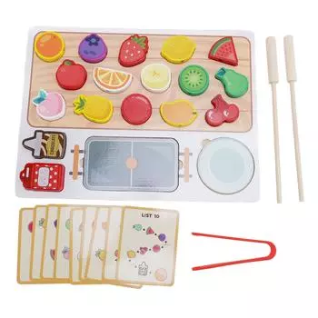 Wooden Play Food Set Kids Early Education Fruit Skewers Toys Pretend Accessories
