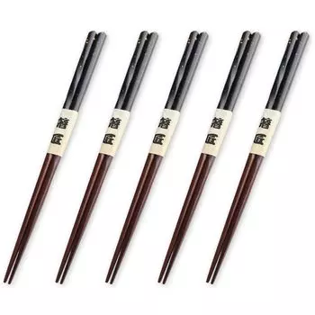 Wooden Pointed Stardust Set of Current Model J-kitchens Chopsticks, Black, 5, 23cm,