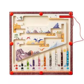 Wooden Puzzle Magnetic Maze With Dinosaur Theme For Kids Development Cognitive